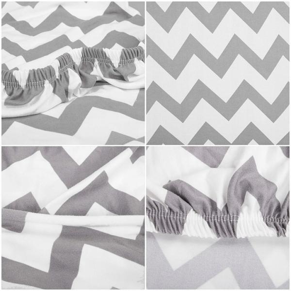 Set 4 huse universale pentru scaun, marime universala, poliester si spandex, 45 cm x 60 cm, zig zag, alb gri - 6
