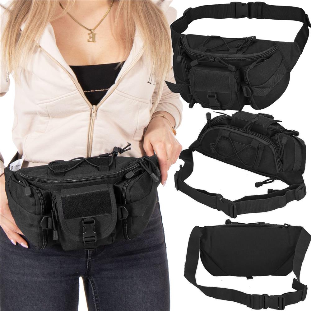 Borseta incapatoare pentru umar sau brau, impermeabila, unisex, 37x19cm, negru