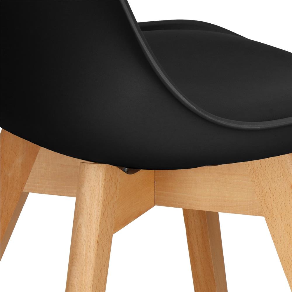 Set 4 scaune dining Verdhe pentru bucatarie cu perna tapitata cu piele ecologica, 44x82cm, negru