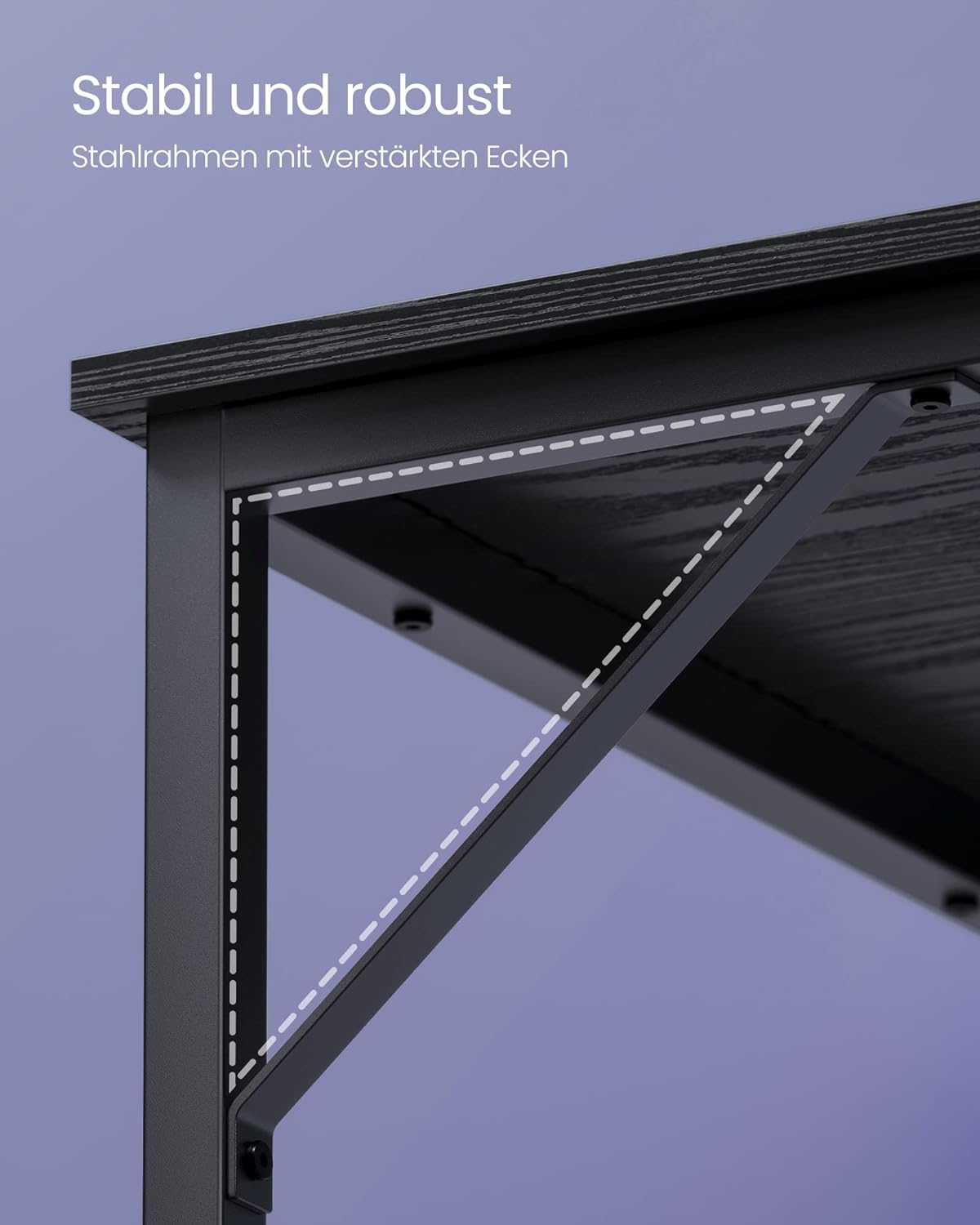 VASAGLE Birou calculator cu blat din PAL, cadru metalic, stil industrial, 120x60x75 cm, negru - 6