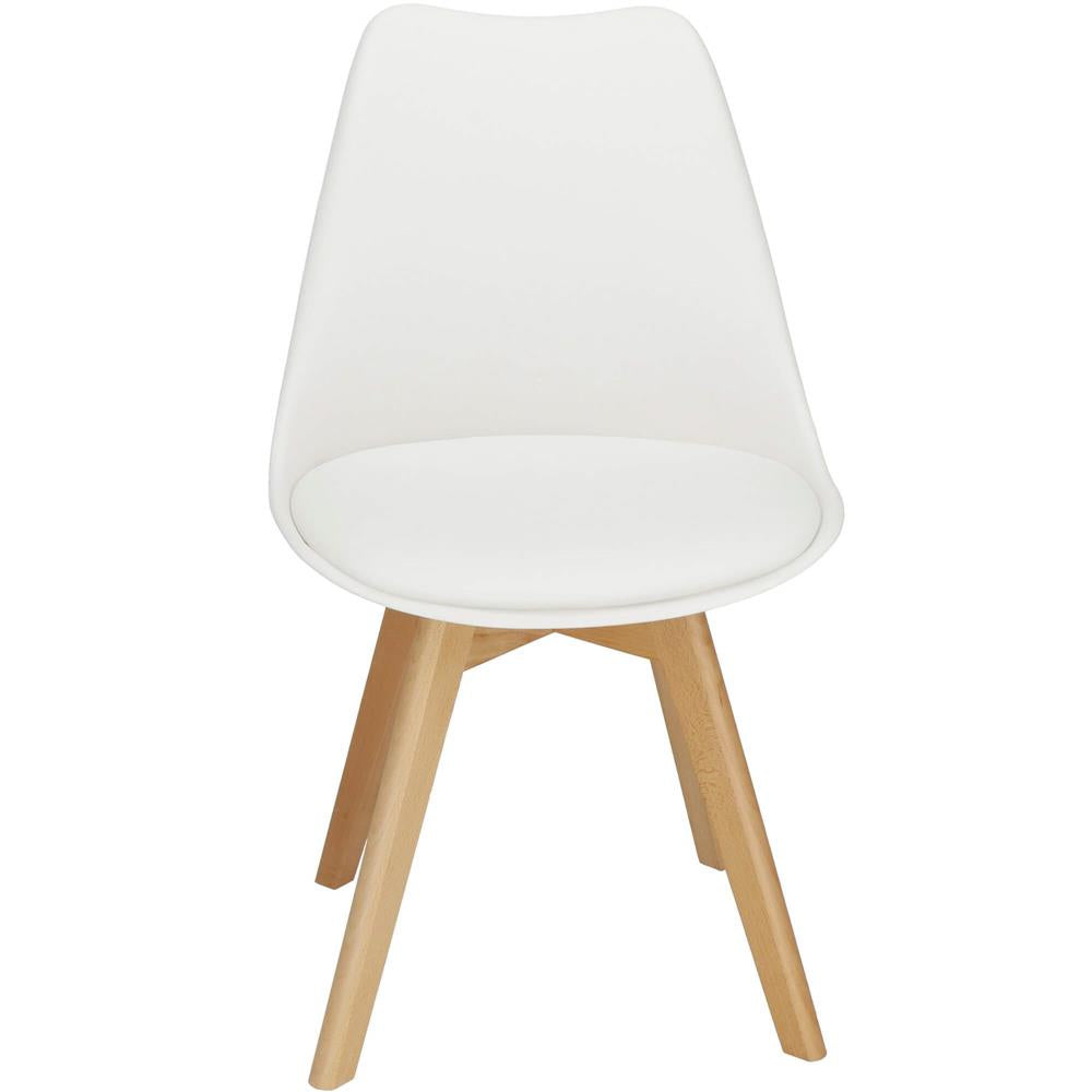 Set 4 scaune dining Verdhe pentru bucatarie cu perna tapitata cu piele ecologica, 44x82cm, alb