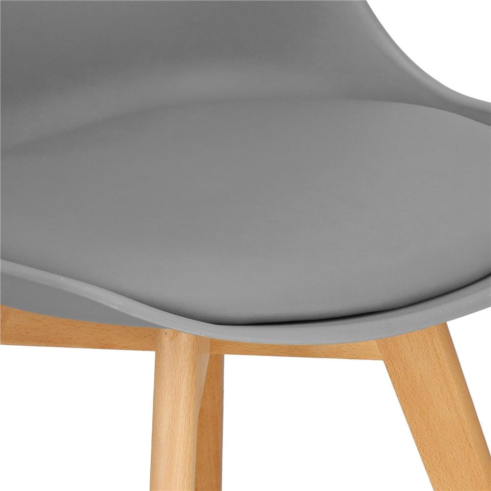 Set 4 scaune dining Verdhe pentru bucatarie cu perna tapitata cu piele ecologica, 49x82cm, gri