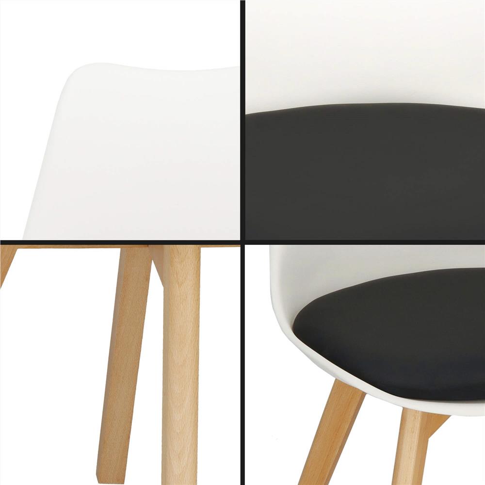 Set 4 scaune dining Verdhe pentru bucatarie cu perna tapitata cu piele ecologica, 44x82cm, alb negru