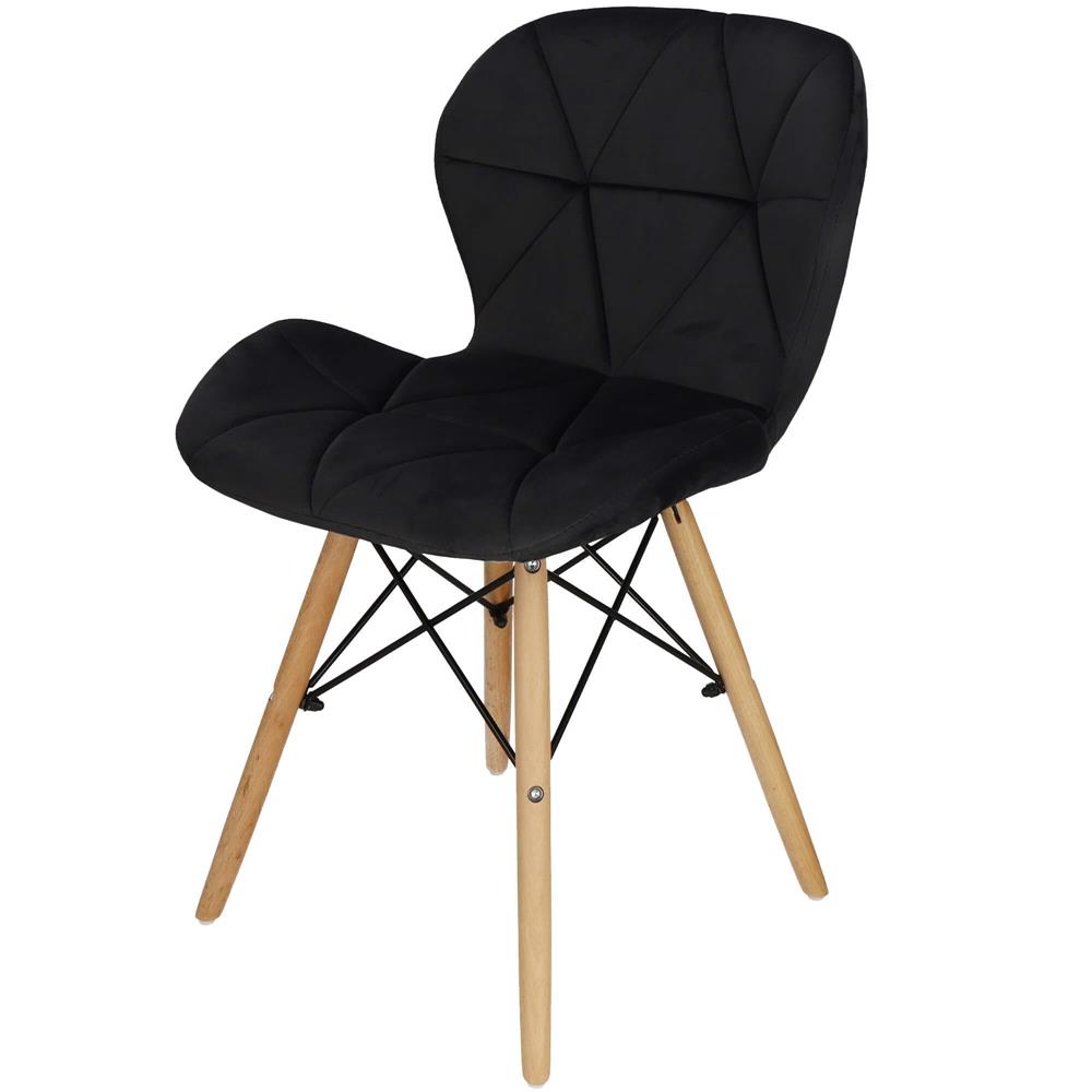 Set 4 scaune dining Torino pentru bucatarie tapitat cu catifea, 40x72cm, negru