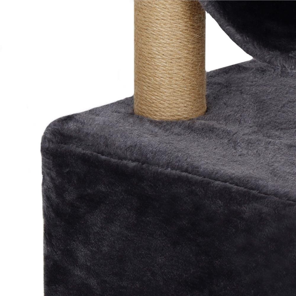 Ansamblu de joaca pentru pisici, cu loc pentru zgariat, ascuns, platforma, 62cm, gri inchis