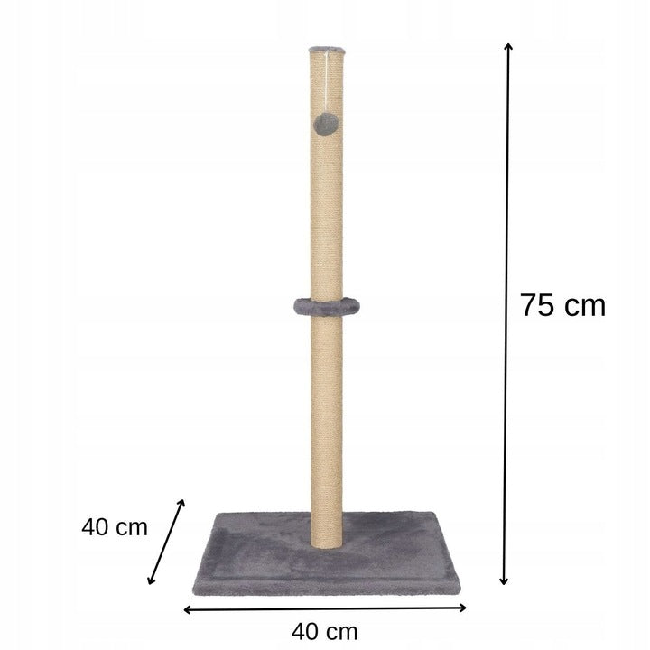Ansamblu de joaca pentru pisici, cu loc pentru zgariat si sfoara, 75cm, gri inchis