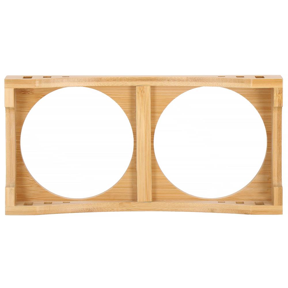 Set de 2 castroane din inox cu suport de bambus, 2x14cm