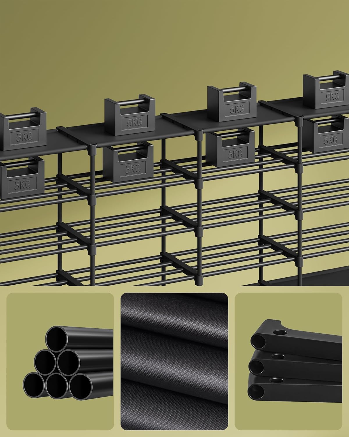 SONGMICS Raft pentru pantofi metalic, personalizabil, pana la 48 perechi, 30x129x158 cm, negru - 6
