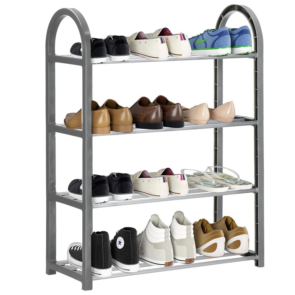 Pantofar PVC si metal, Sersimo cu 4 rafturi, 64x50cm, argintiu