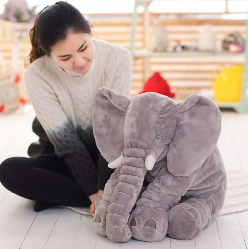 Jucarie plus elefant, tip perna, lavabila, umplutura hipoalergenica, pentru copii si adulti, 70 cm, gri