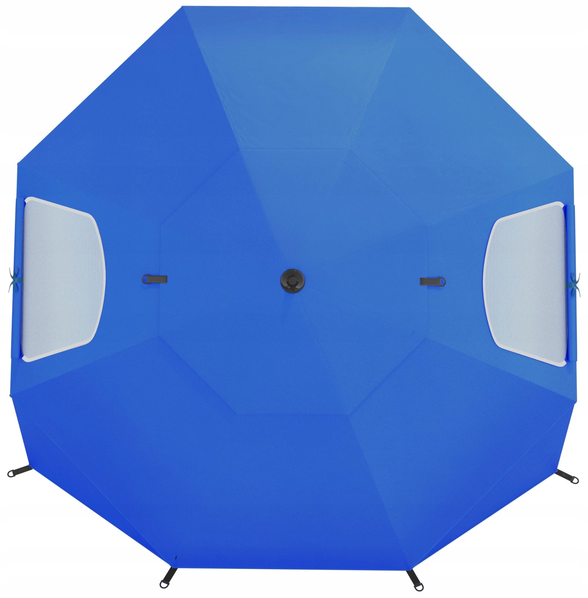 Umbrela plaja 3in1 215x205 cm, cu paravan lateral, fereastra si husa transport, material UV, albastru