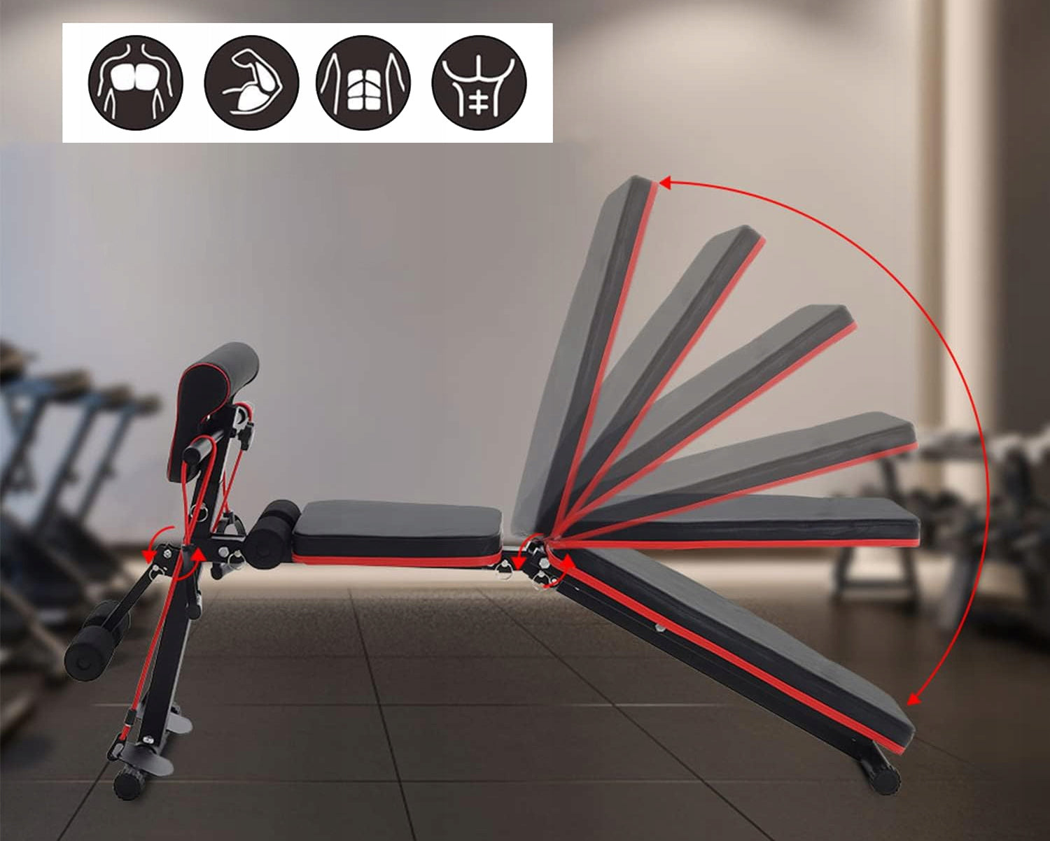 Banca multifunctionala antrenament fitness, spatar reglabil 7 trepte, sarcina maxima 150 kg