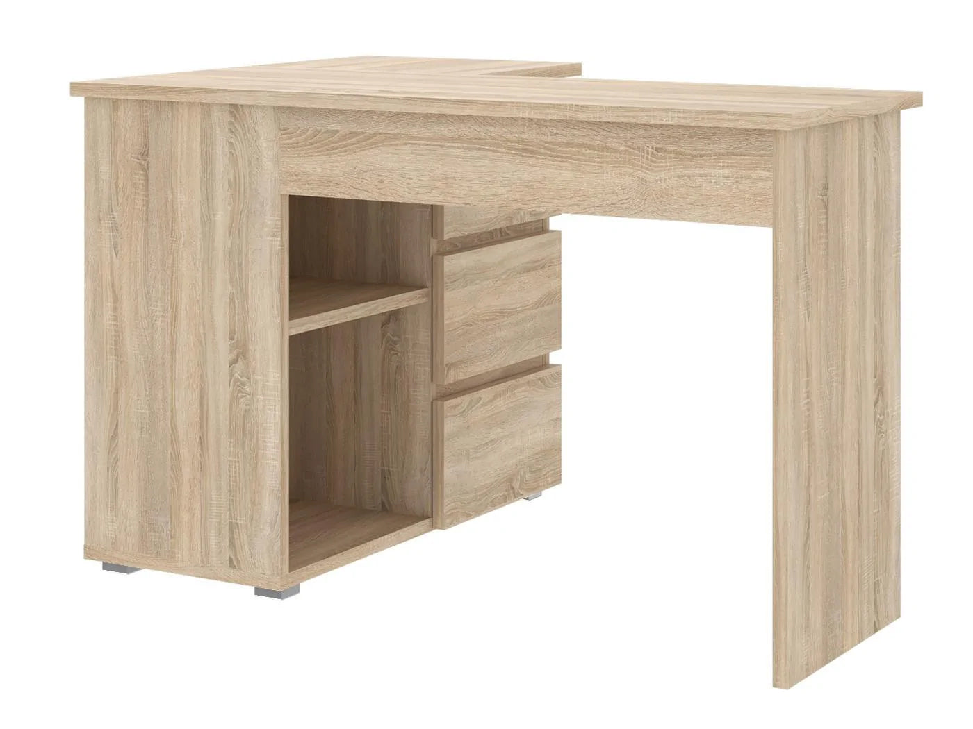 Birou colt Norge cu 3 sertare si 2 rafturi, 124x89x75 cm, stejar - 6