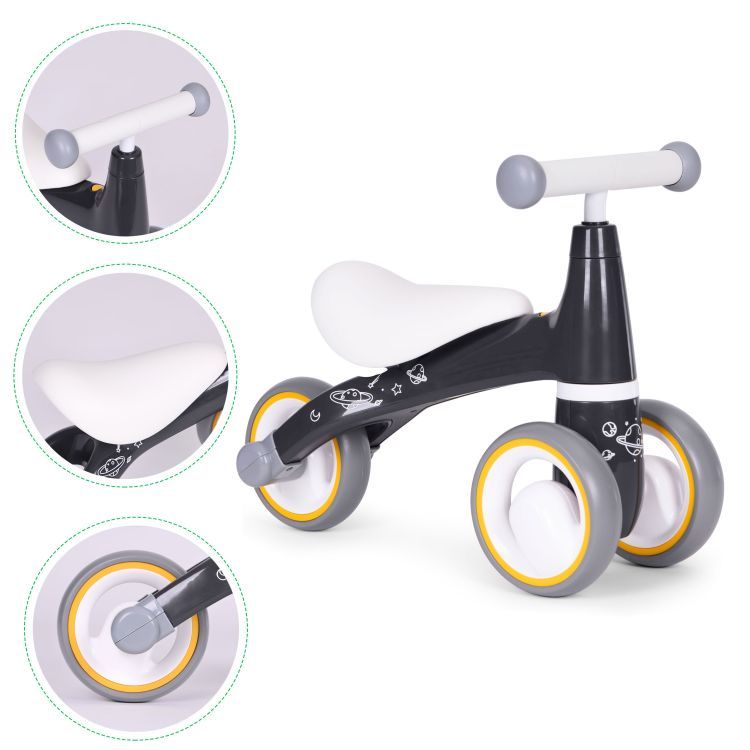Mini bicicleta fara pedale, triciclu copii cu roti EVA, 50x22x39 cm, negru