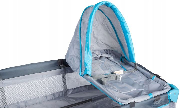 Patut pliabil cu plasa tantari si masuta de infasat, cadru otel, 126x66x77 cm, gri