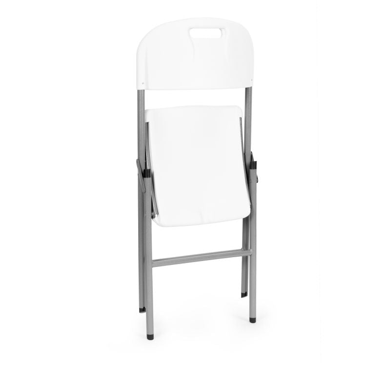 Set 2 scaune pliante 44x58x83 cm, structura metal si sezut HDPE, pliabile si usoare, alb