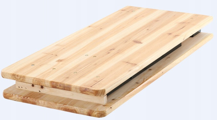 Set berarie din lemn masiv, plabil, pentru terasa sau gradina, o masa si doua banci, 220x50 cm, natur