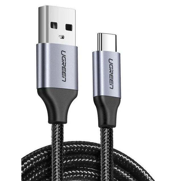 CABLU alimentare si date Ugreen, "US288", Fast Charging Data Cable pt. smartphone, USB 2.0 la USB Type-C 5V/3A, braided, 0.5m, negru "60125" - 6957303861255
