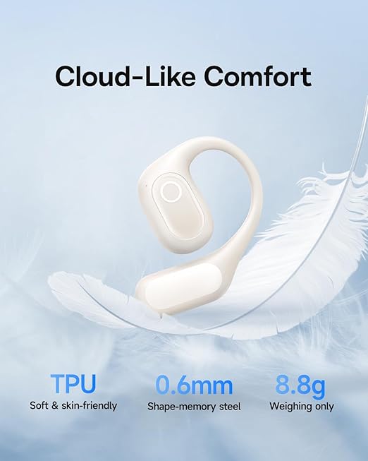CASTI Baseus Bowie Eli 2i Fit Open-Ear True Wireless, on ear, pt smartphone, microfon pe casca, conectare prin Bluetooth 6.0, alb "A0102603" (timbru verde 0.18 lei) - 6932172696924