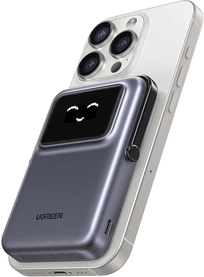 POWER BANK Ugreen "PB764", 10000mAh, 20W, prindere magnetica, wireless charging: Qi 2 15W max, 1 x USB Type-C input/output, gri "45329"