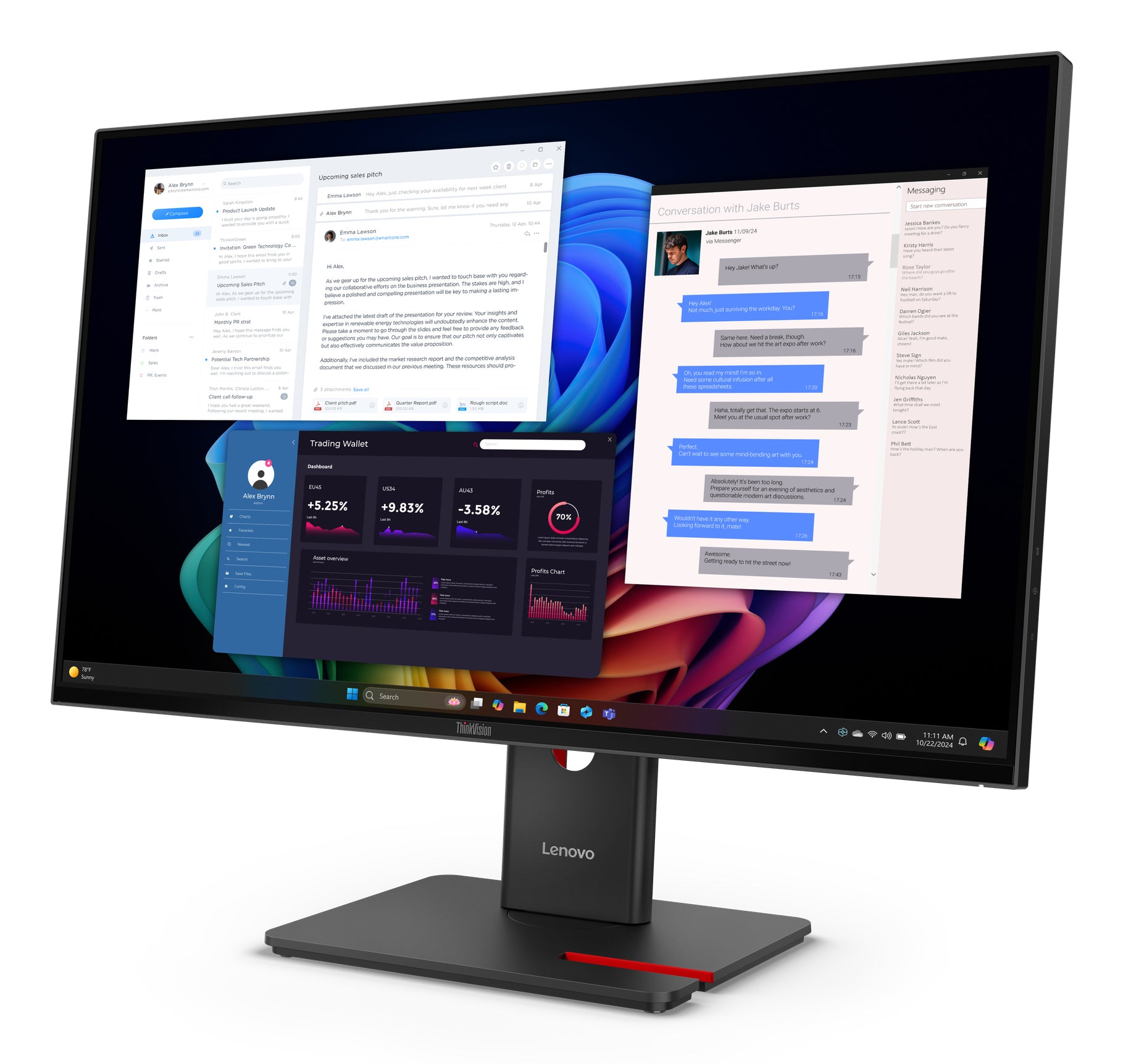 Lenovo Monitor ThinkVision T27UD-40 27" IPS UHD 4ms 350cd 1500:1 60Hz Dock HUB Tilt Swivel Lift Pivot "64AFGAT2EU"