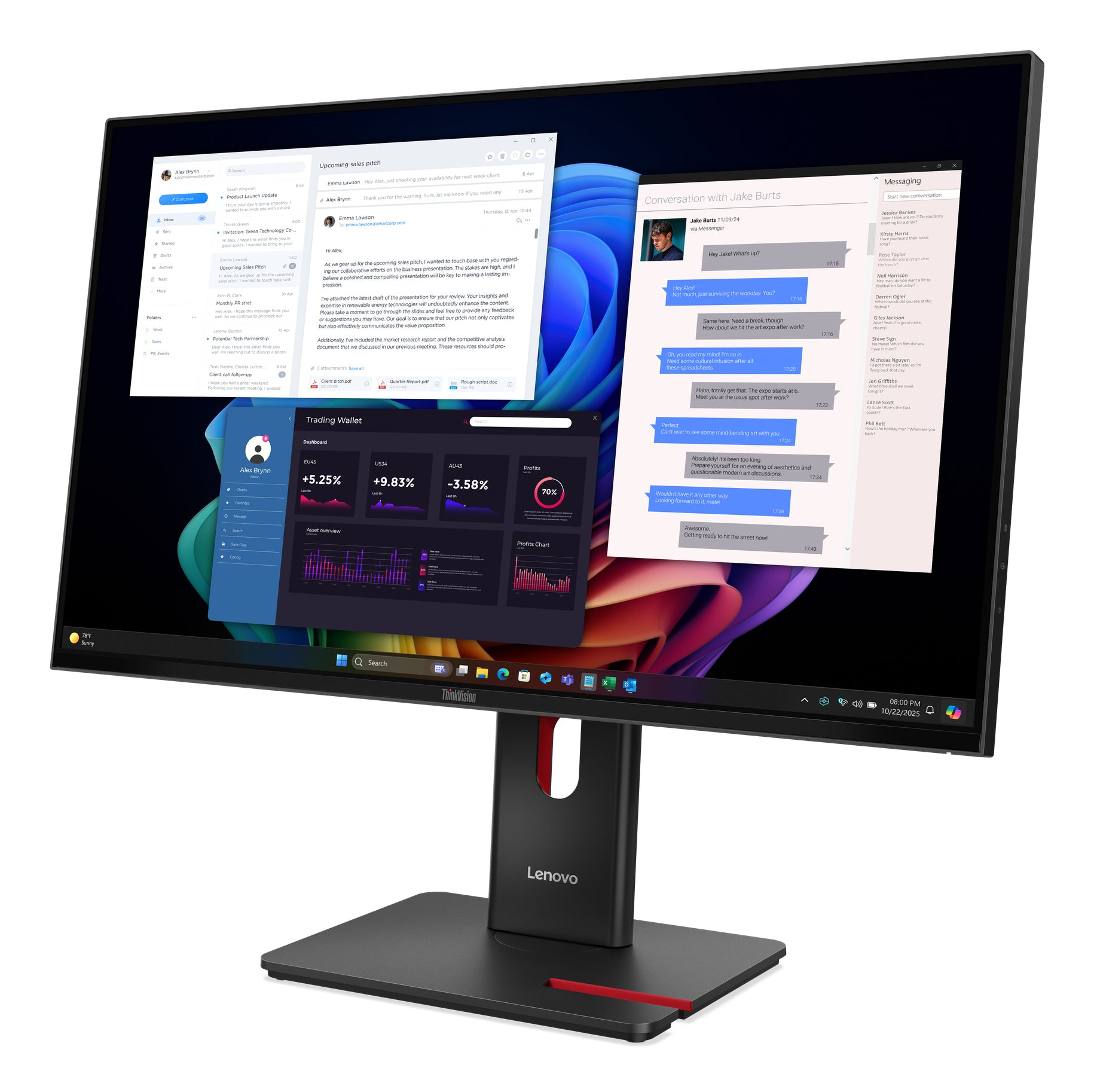 Lenovo Monitor ThinkVision T27UD-40 27" IPS UHD 4ms 350cd 1500:1 60Hz Dock HUB Tilt Swivel Lift Pivot "64AFGAT2EU"