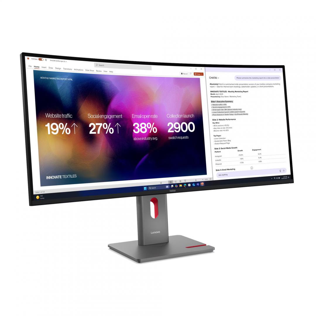Lenovo Monitor ThinkVision P40WD-40 40" IPS 5K WUHD AG Curved 4ms 1000:1 120Hz Dock Daisy Speakers Tilt Swivel Lift 1mTB "64B4XAT1EU"