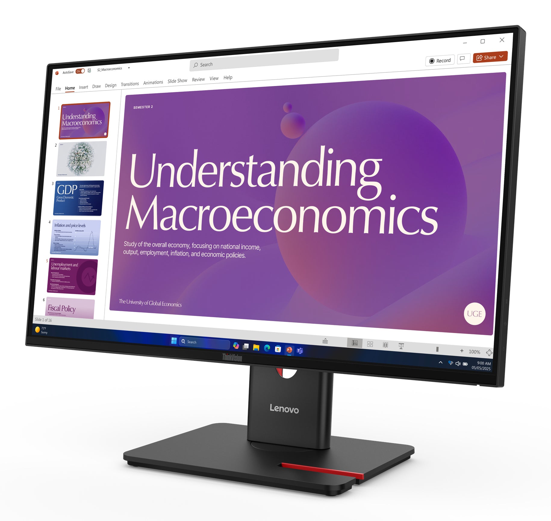 Lenovo Monitor ThinkVision T24D-40 23,8" IPS FHD 4ms 250cd 1500:1 120Hz DaisyChain HUB Speakers Tilt Swivel Lift Pivot "64B9GAT1EU"
