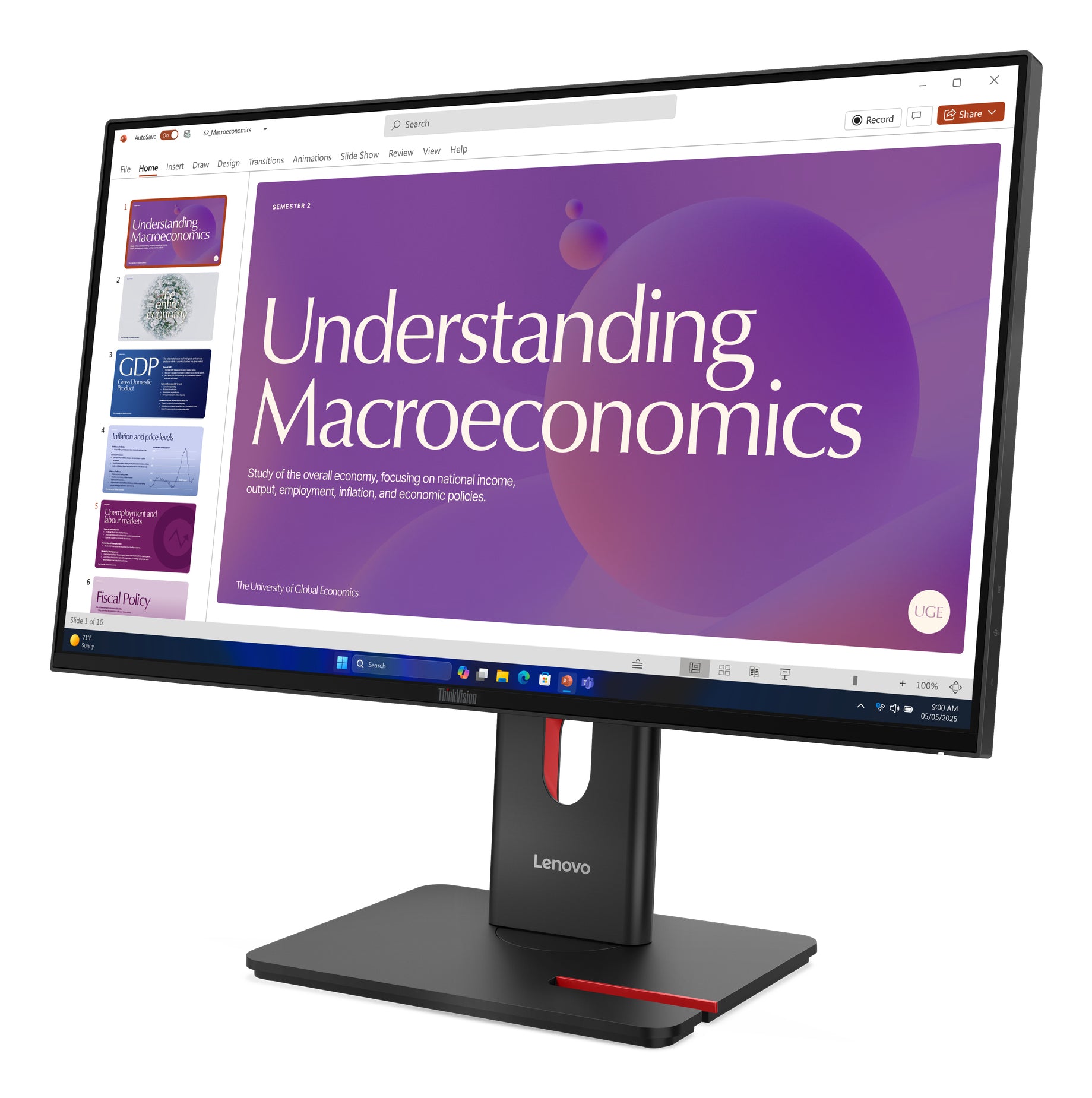 Lenovo Monitor ThinkVision T24D-40 23,8" IPS FHD 4ms 250cd 1500:1 120Hz DaisyChain HUB Speakers Tilt Swivel Lift Pivot "64B9GAT1EU"
