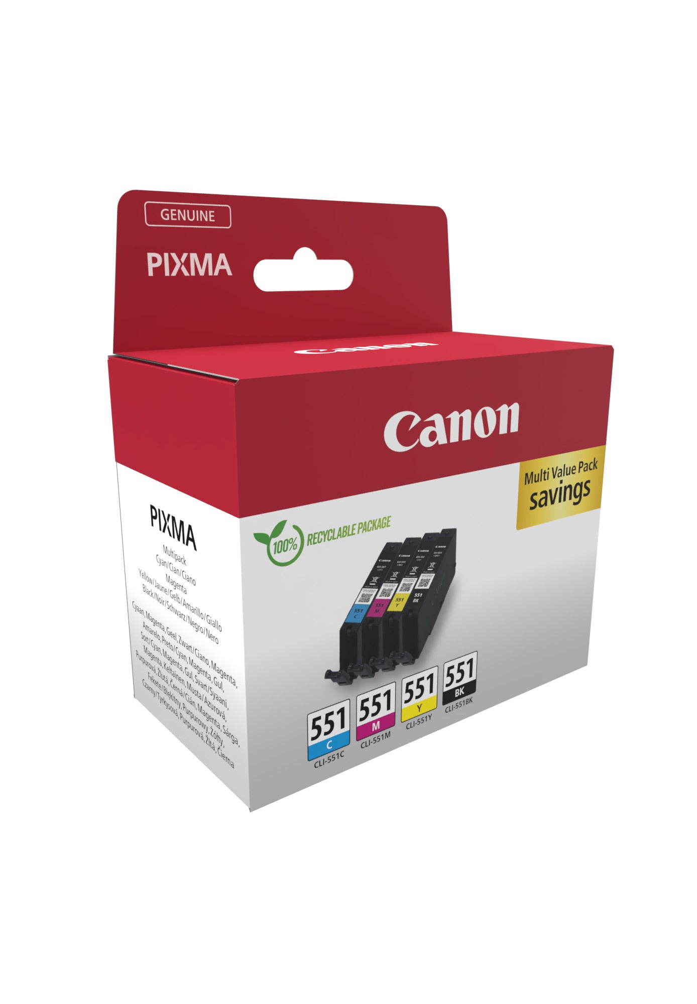 Combo-Pack Original Canon CMYK, CLI-551, pentru Pixma IP-7250|8750|IX-6850|MG-5450|5550|5650|6350|6450|6650|7150|7550|MX-725|925, 7ml, , "6509B015AA"