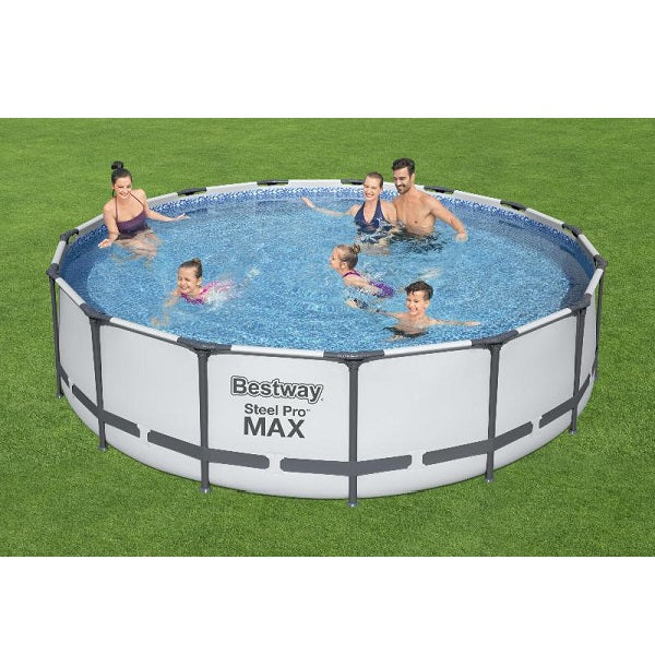Piscina rotunda cadru metalic Bestway, Steel Pro MAX, 457 x 107 cm, cu toate accesoriile