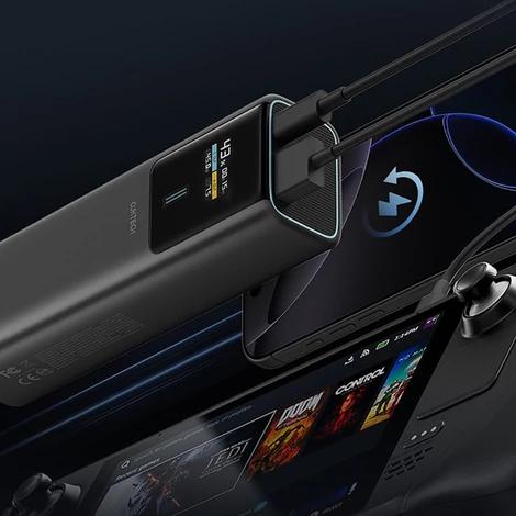 POWER BANK Cuktech P+ Series 1C1A, 10000mAh, 150W, 1 x USB; 1 x USB Type-C, digital display pt. status baterie, negru "CKPB100PGLBL"