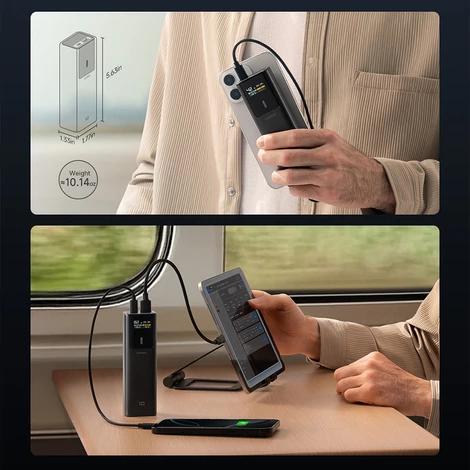 POWER BANK Cuktech P+ Series 1C1A, 10000mAh, 150W, 1 x USB; 1 x USB Type-C, digital display pt. status baterie, negru "CKPB100PGLBL"