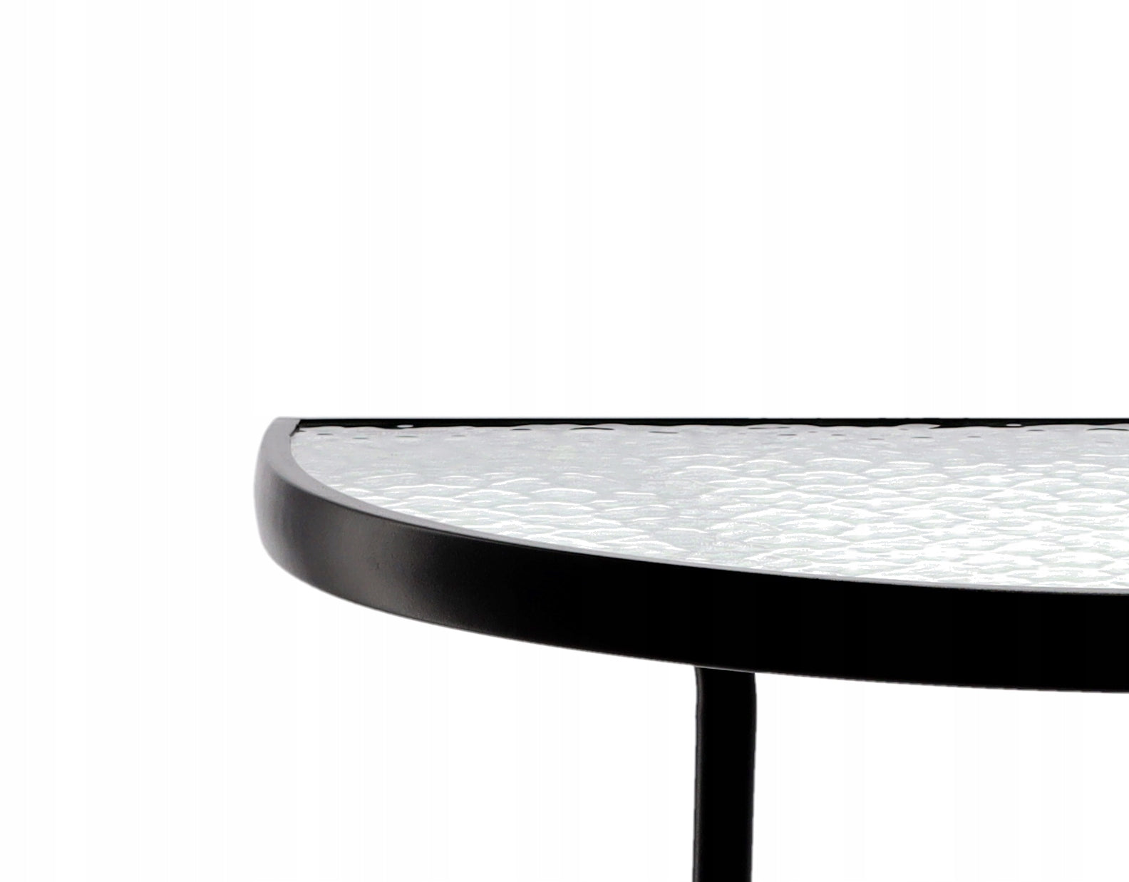 Set mobilier gradina sau balcon, masa semirotund sticla cu 2 scaune pliabile, negru