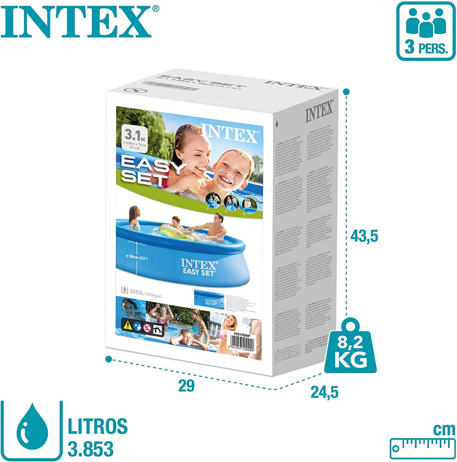 Piscina gonflabila Intex, 306x76 cm, 3.900 litri, Easy Set 28120NP