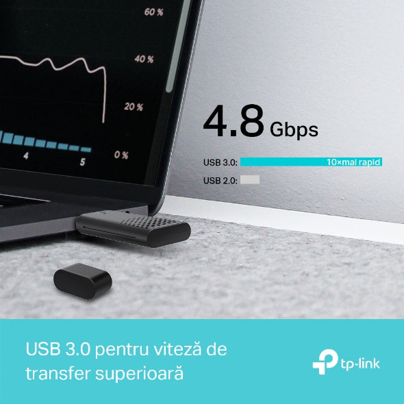 ADAPTOR RETEA TP-LINK AX1800, extern wireless 2.4 GHz | 5 GHz, USB 3.0, 1800 Mbps, WI-FI 6, antena interna x 2, "Archer TX20U"