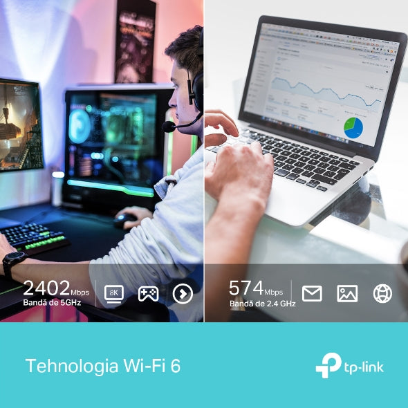 PLACA RETEA TP-LINK AX3000, extern wireless 2.4 GHz | 5 GHz, USB 3.0, port, 3000 Mbps, antena externa x 2, "Archer TX50UH" (include timbru verde 0.18 lei)