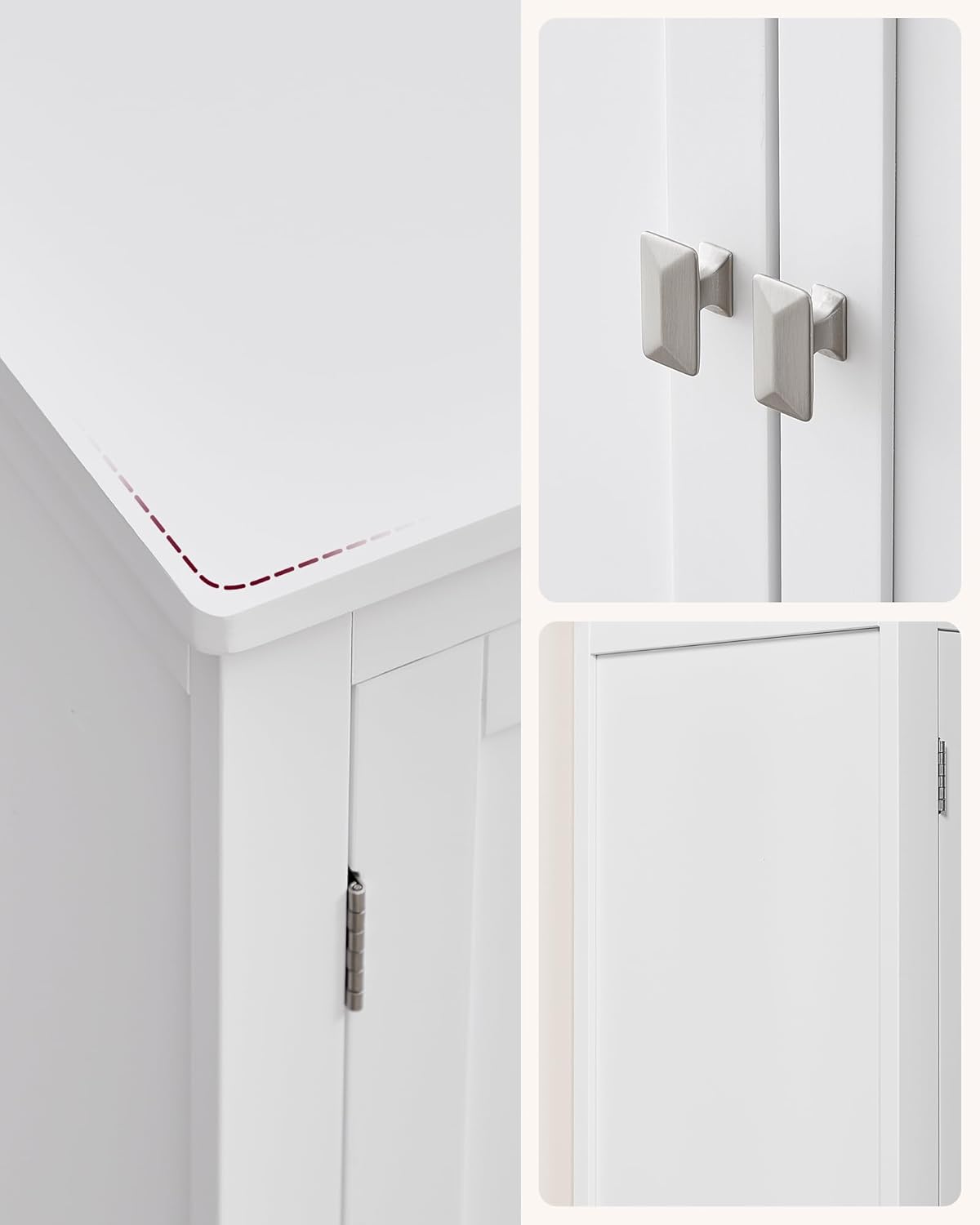 VASAGLE Dulap de baie, din MDF, cu 2 compartimente si 4 usi, rafturi reglabile, 30x60x110cm, alb - 6