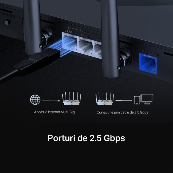 ROUTER MERCUSYS, BE9300, 1× 2.5 Gbps WAN port and 3× 2.5 Gbps LAN, Tri-Band 2.4 / 5 /6 Ghz, Wi-Fi 7, 6 x antene externe, "MR47BE"