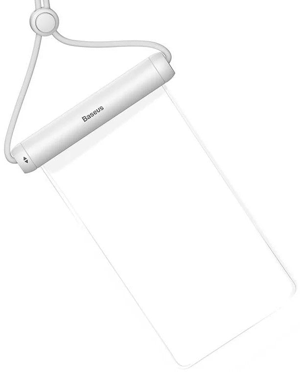 HUSA IMPERMEABILA Baseus, pentru smartphone diagonala maxima 7.2 inch, transparenta cu zip alb 
