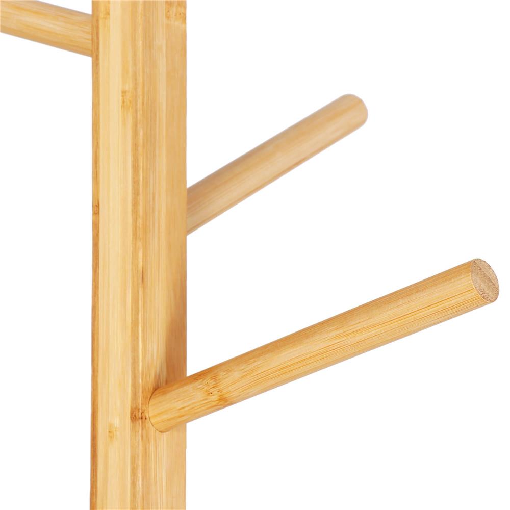 Cuier tip pom din bambus cu baza de granit, 8 agatatoare, 182cm, natur