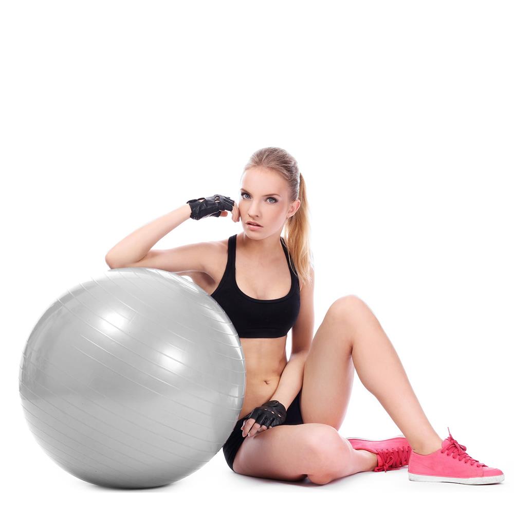 Minge pentru fitness sau yoga 75 cm, pompa inclusa, gri