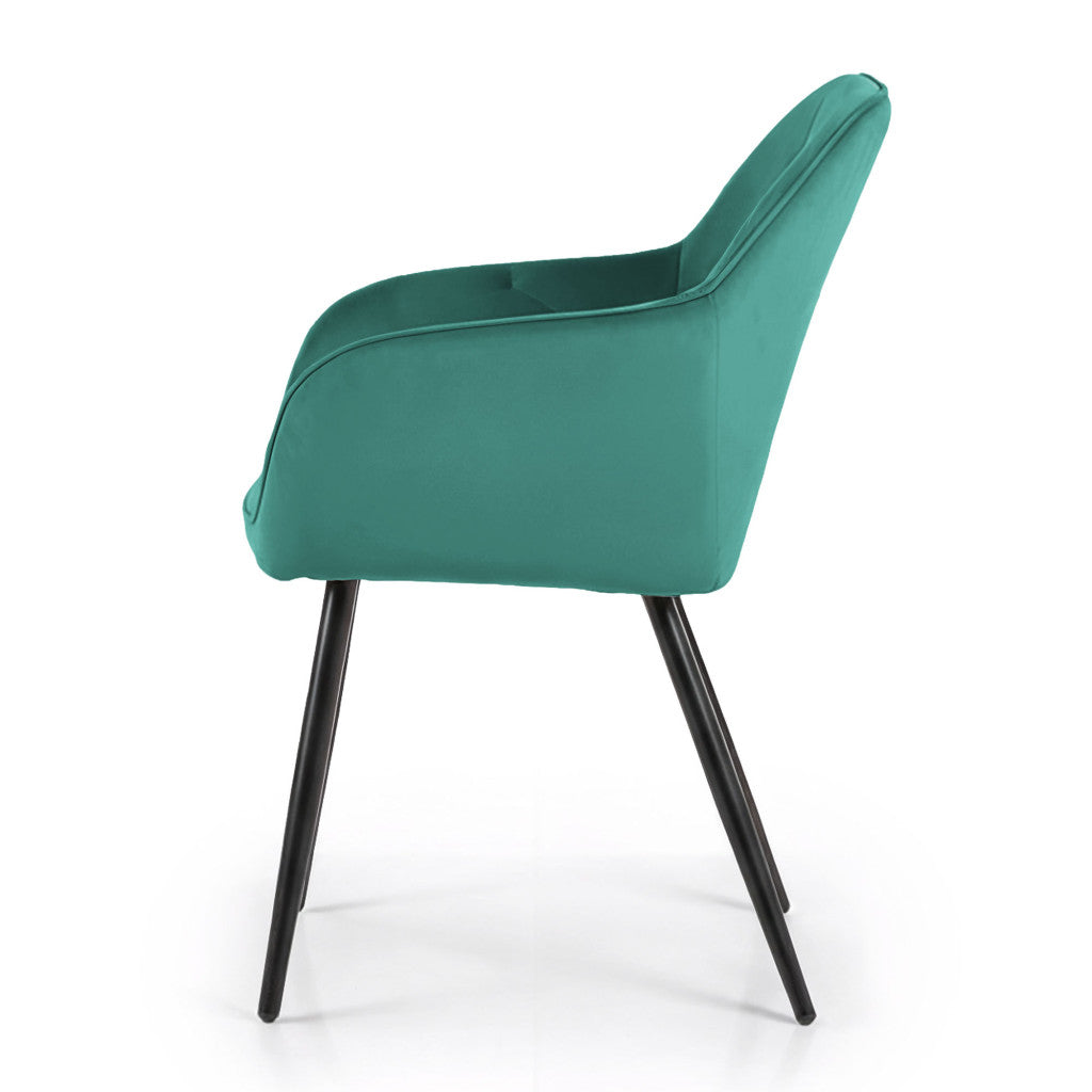 Set 6 scaune tapitate, Diamant, velur matlasat, 55x58x83 cm, verde smarald