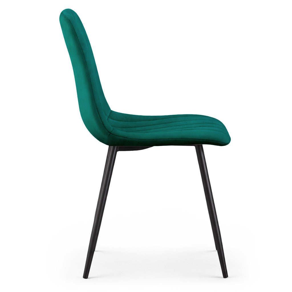 Set 6 scaune tapitate, Livo, velur matlasat, 46x44x87 cm, verde smarald