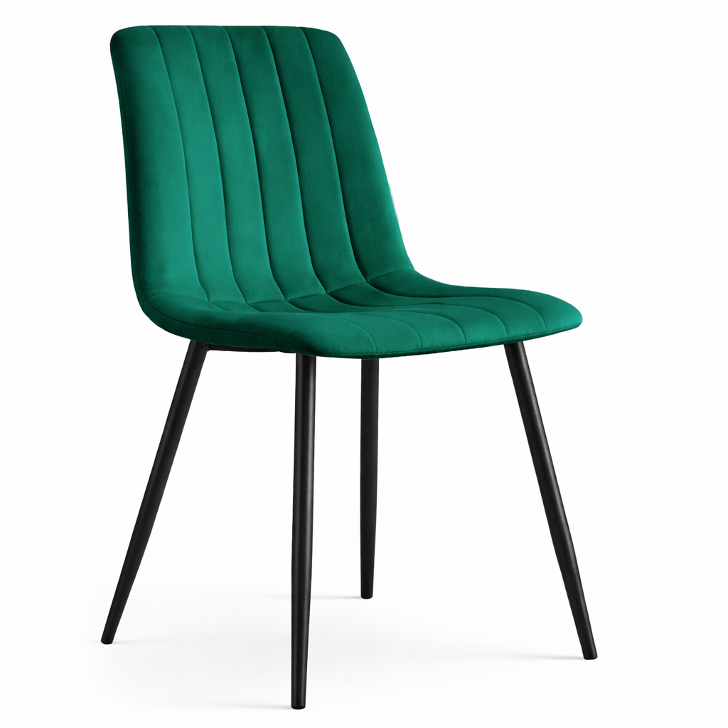 Set 6 scaune tapitate, Livo, velur matlasat, 46x44x87 cm, verde smarald