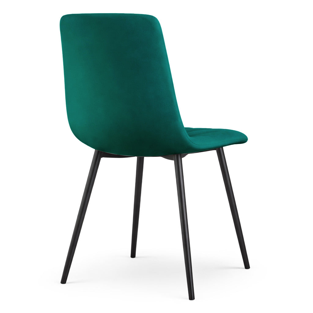 Set 6 scaune tapitate, Livo, velur matlasat, 46x44x87 cm, verde smarald