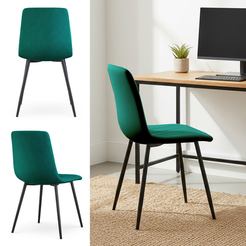 Set 6 scaune tapitate, Livo, velur matlasat, 46x44x87 cm, verde smarald