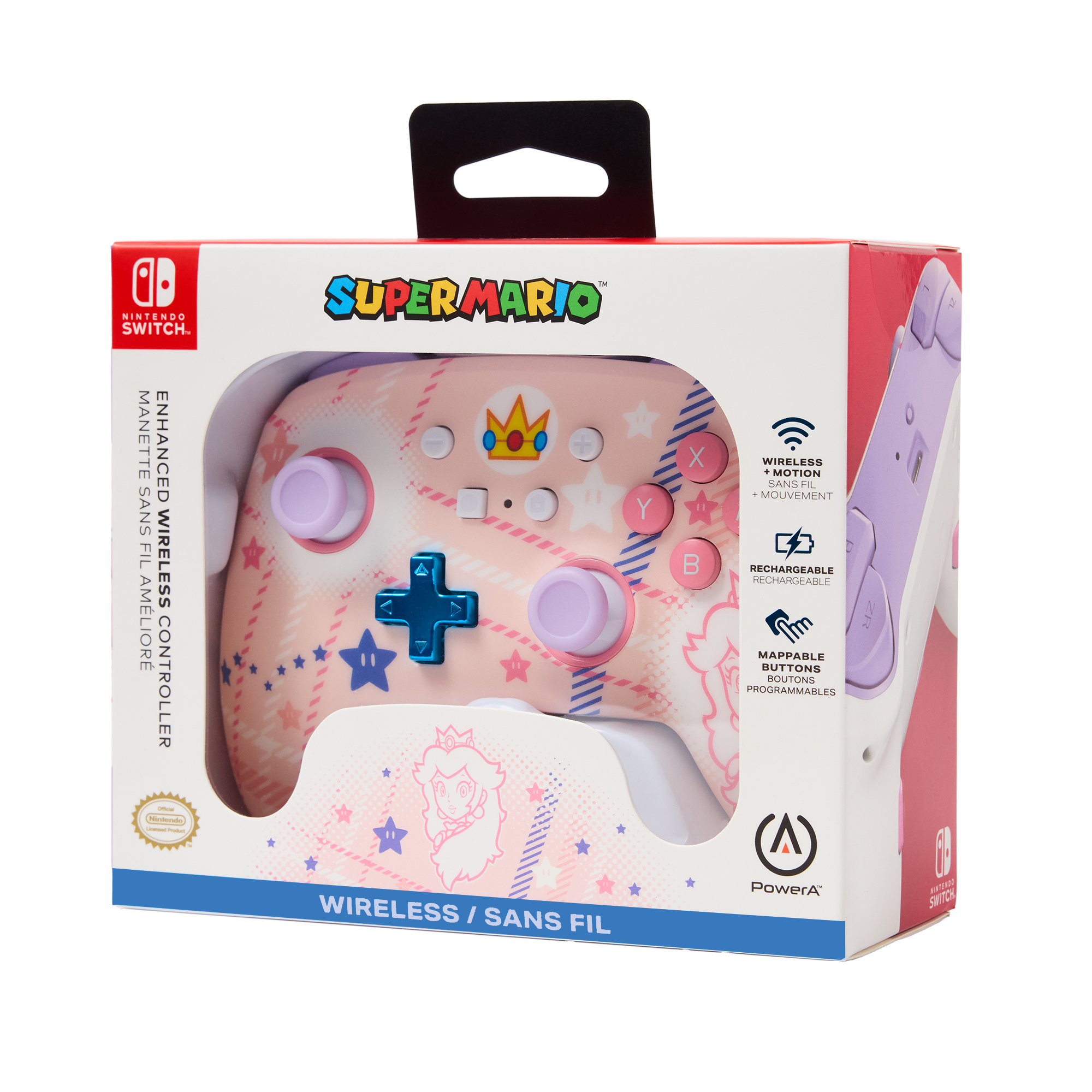 CONTROLLER PowerA, fara fir, pentru Nintendo Switch/ OLED/ Lite, Princess Peach Plaid, "NSGP0255-01"