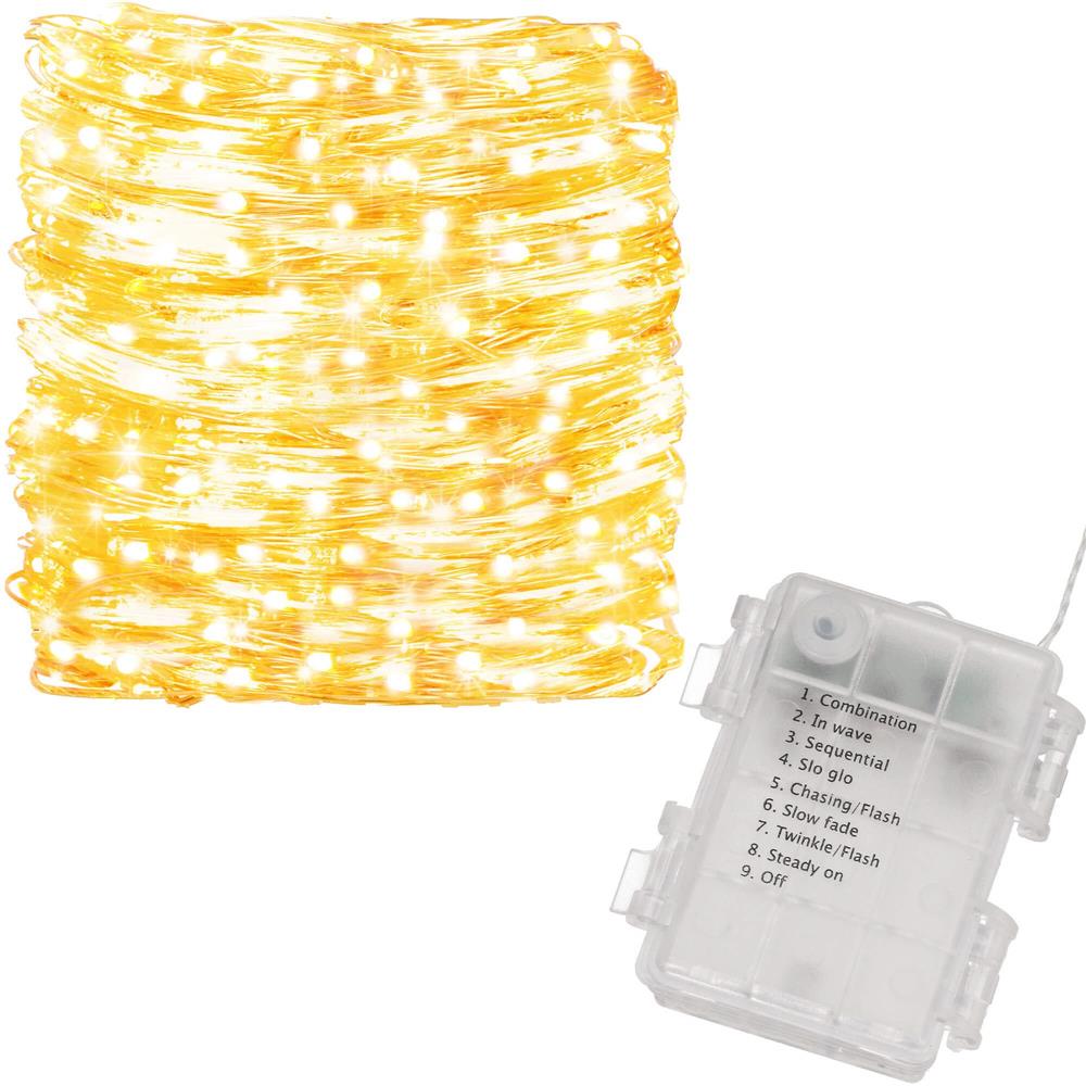 Perdea luminoasa 300 LED-uri, 3m, pentru interior/exterior, telecomanda, iluminare galbena