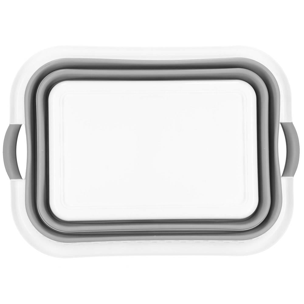 Cos de rufe pliabil tip lighean, cu manere, din plastic si silicon, 53x38x24cm, 24litri, gri